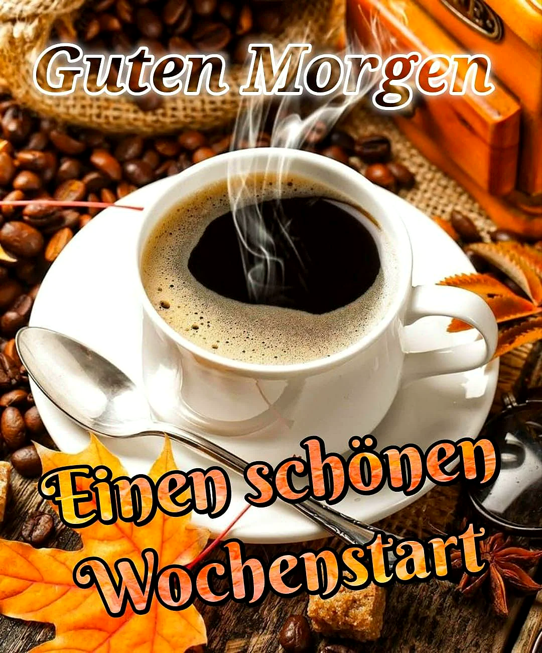 Ein warmer Gruß zum Montagmorgen: Kaffee und gute Wünsche