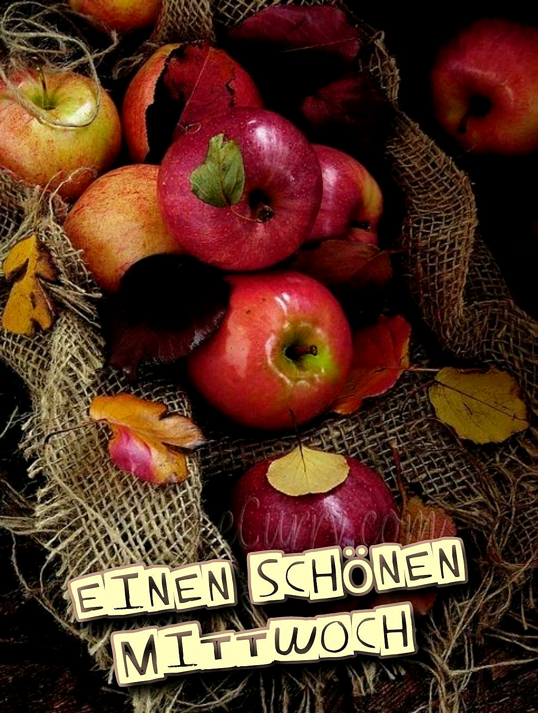 Einen schönen Mittwoch - Halbzeit-Motivation mit Äpfeln