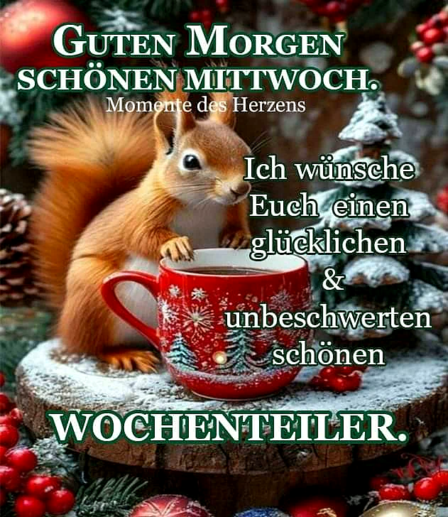Guten Morgen Schönen Mittwoch: Wochenteiler-Gruß mit niedlichem Eichhörnchen