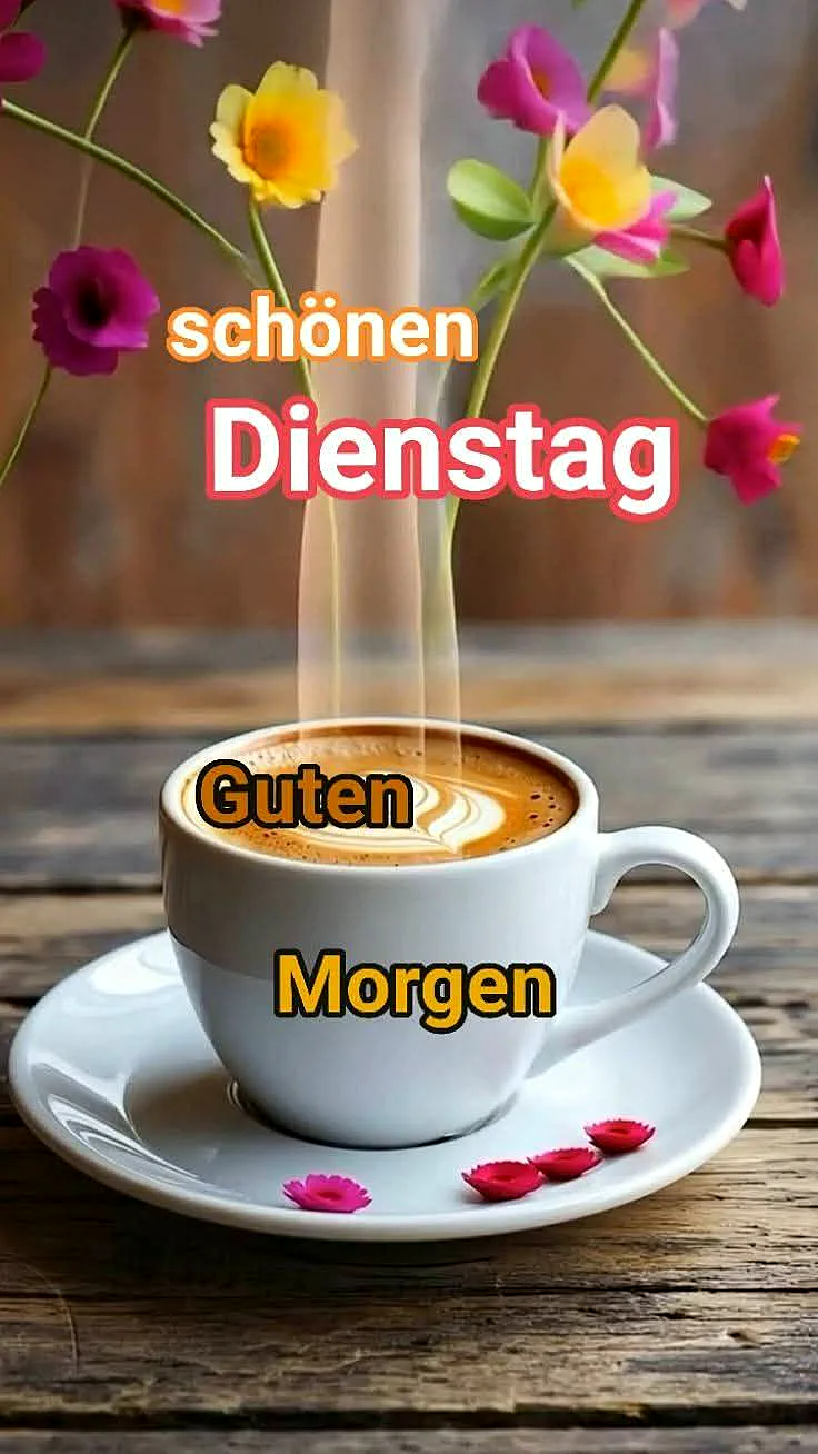 Ruhige Energie für den Dienstag: Herzliche Guten Morgen Grüße mit Kaffee