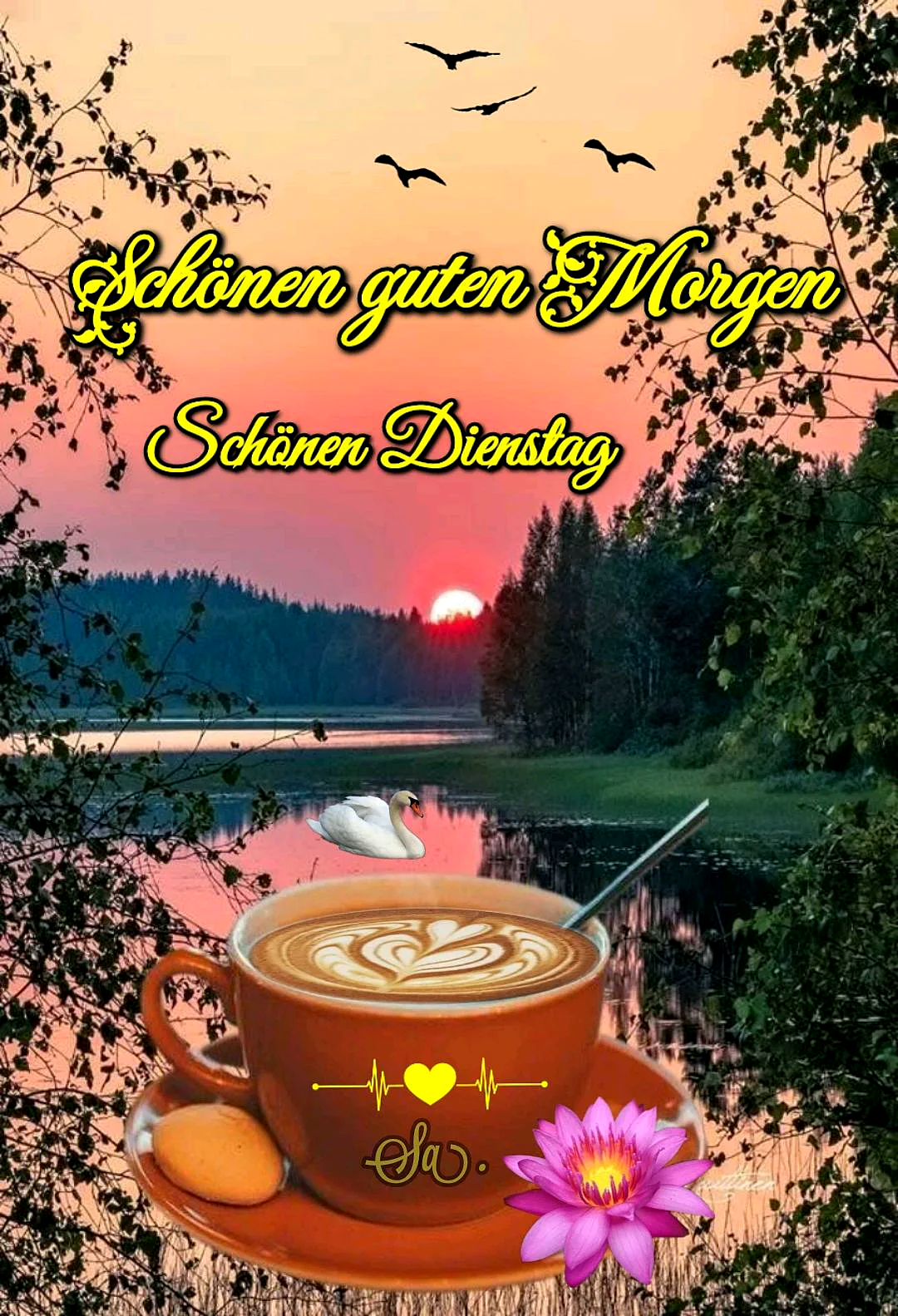 Schönen Dienstag Bilder - Guten Morgen Grüße mit Kaffee und Natur