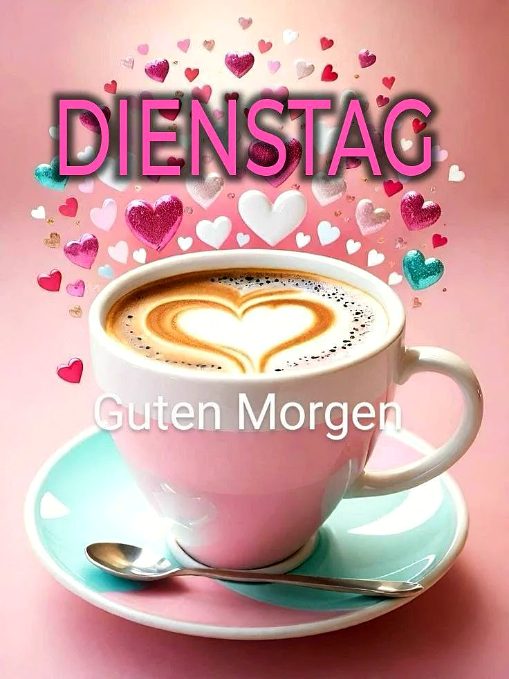 Schönen Dienstag! Guten Morgen mit einem Lächeln