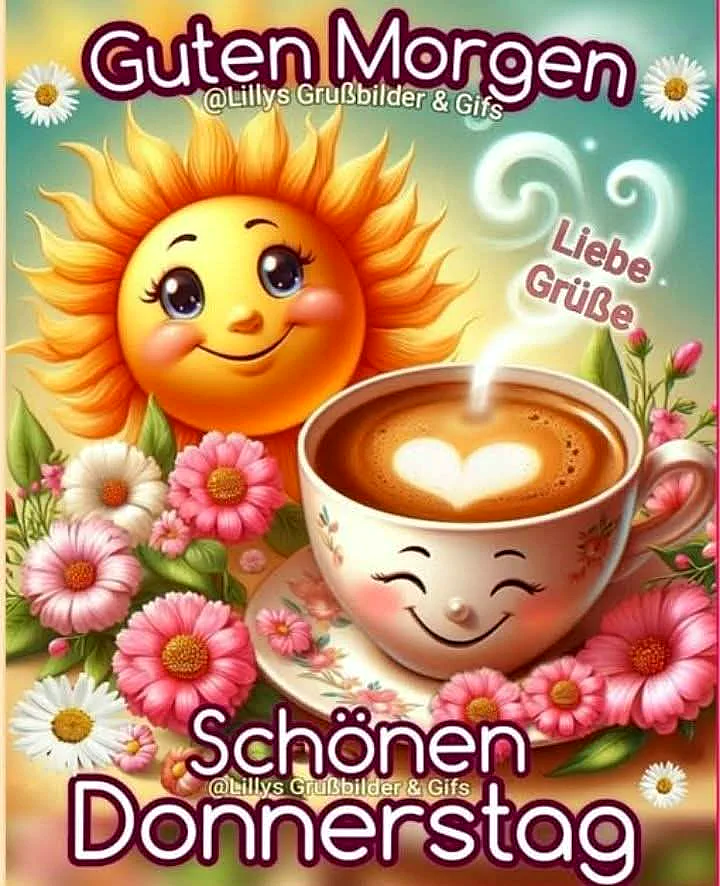 Schönen Donnerstag Bilder - Guten Morgen Grüße mit Kaffee und Sonne