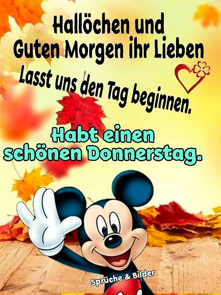 Schönen Donnerstag! Guten Morgen Grüße mit Mickey Mouse