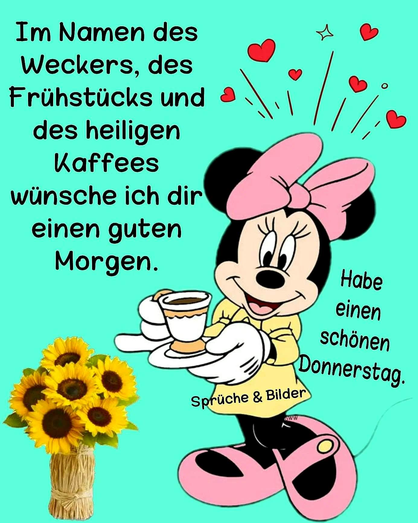 Schönen Donnerstag: Minnie Maus bringt dir den Kaffee für den fast Freitag!