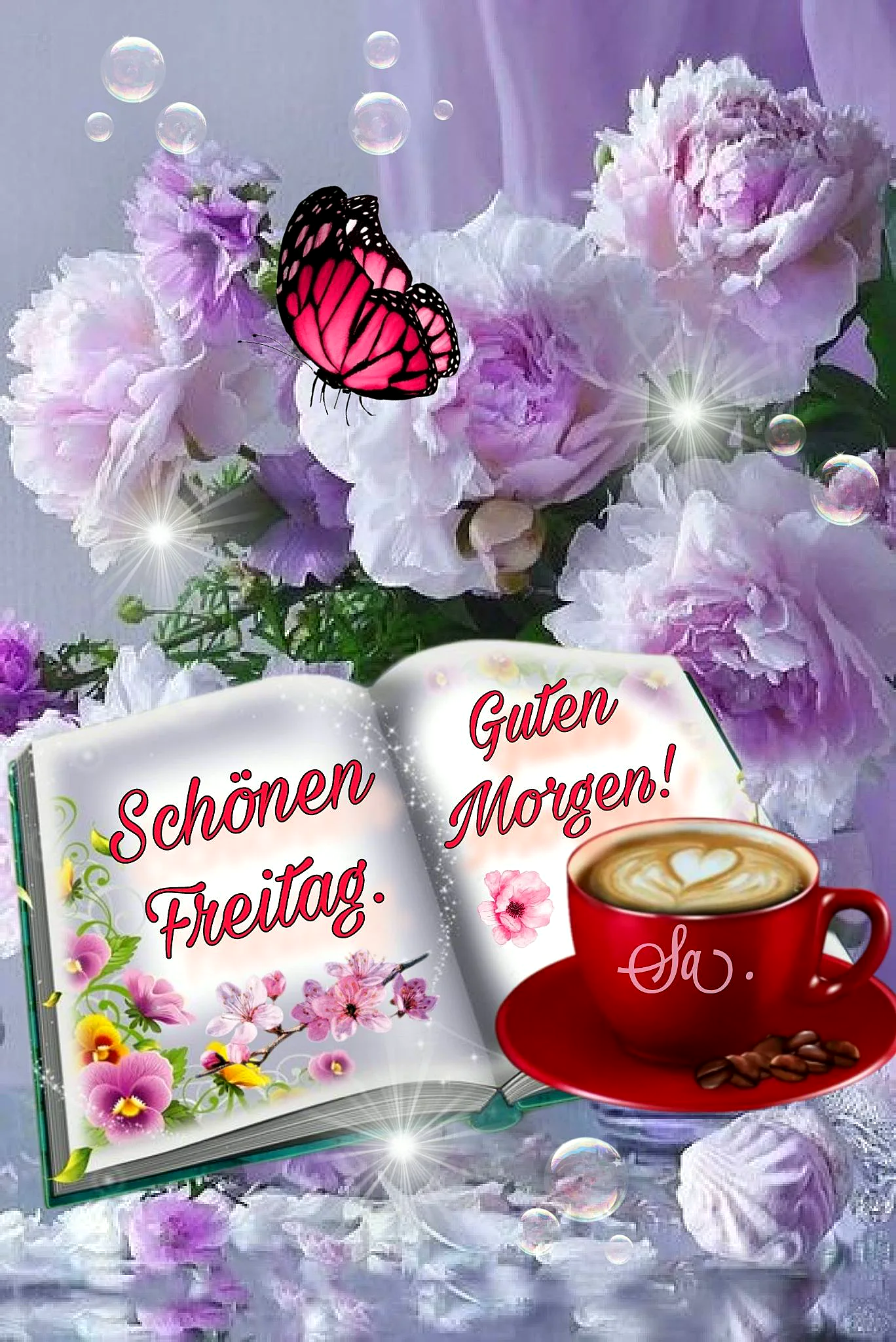 Schönen Freitag! Guten Morgen mit frischen Grüßen