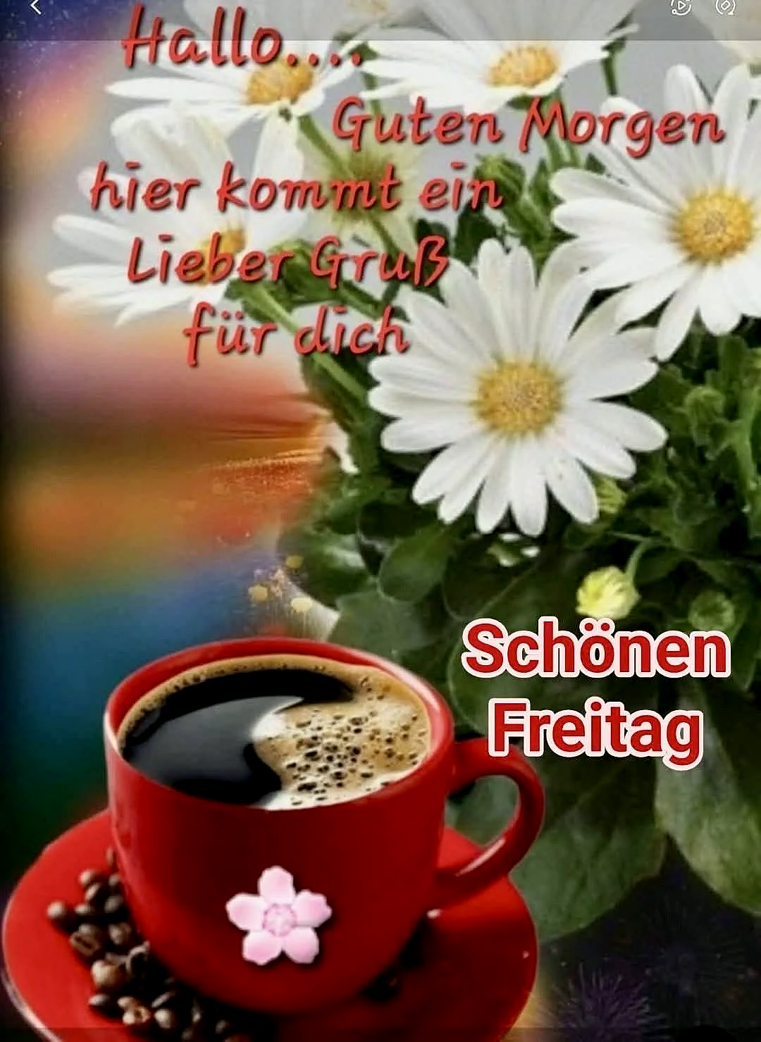 Schönen Freitag! Guten Morgen mit frischen Grüßen