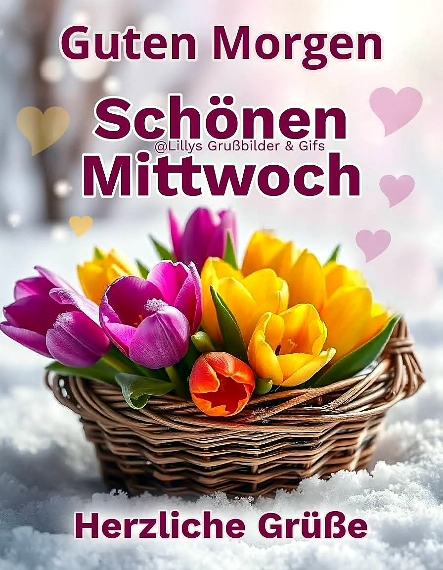 Schönen Mittwoch Bilder - Guten Morgen Gruß mit Tulpen
