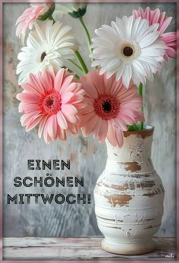 Schönen Mittwoch Bilder - Halbzeit-Motivation mit Blumen