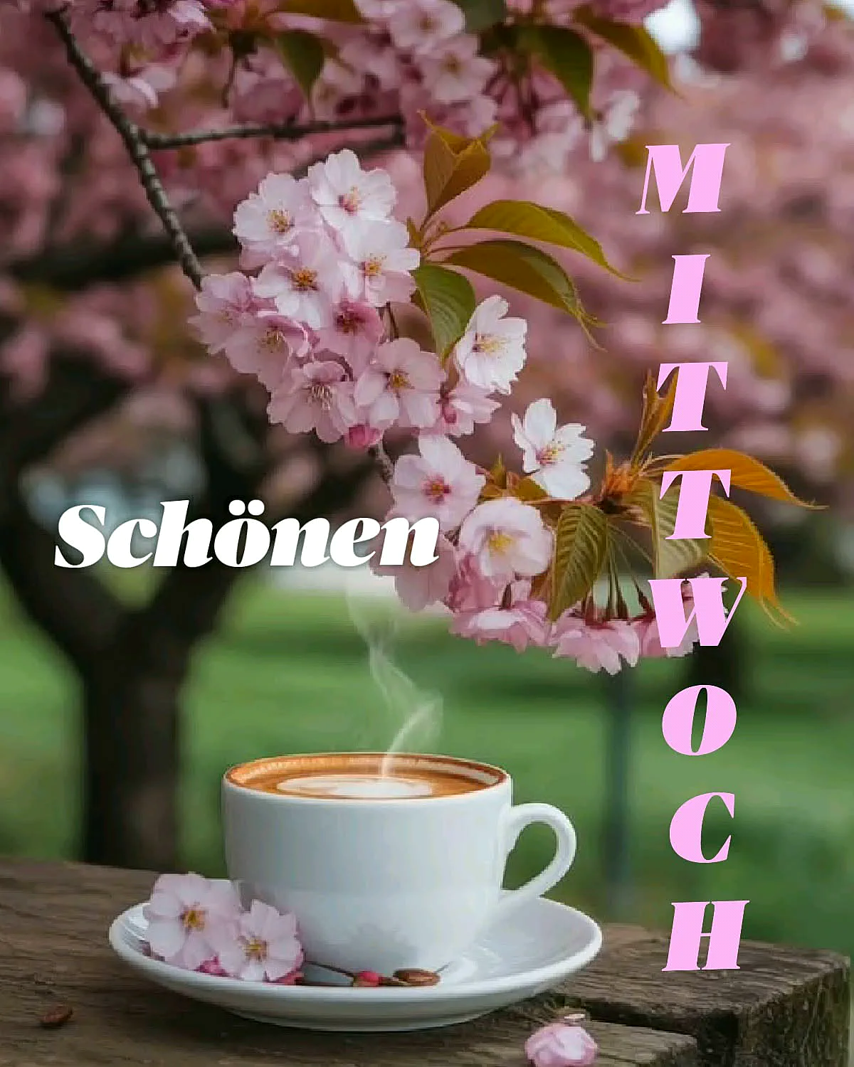 Schönen Mittwoch Bilder - Halbzeit-Motivation mit Kaffee und Blumen