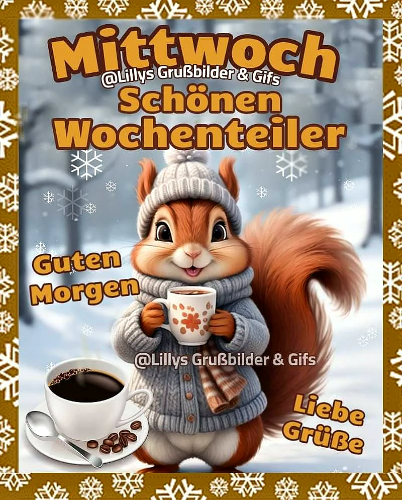 Schönen Mittwoch Bilder - Halbzeit-Motivation mit süßem Eichhörnchen
