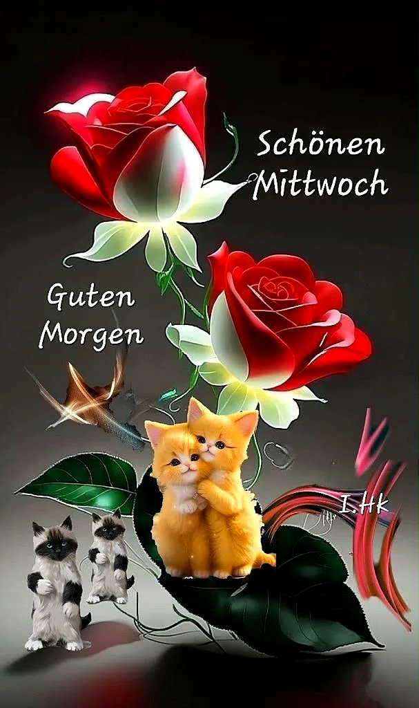 Schönen Mittwoch Bilder - Halbzeit-Motivation mit süßen Kätzchen