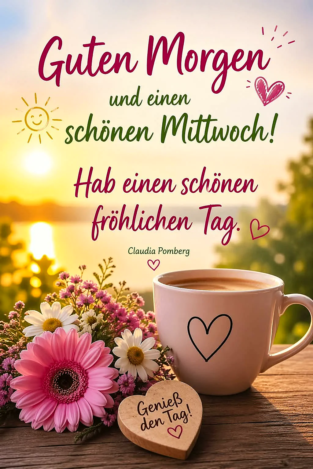 Schönen Mittwoch! Guten Morgen, ein fröhlicher Tag beginnt