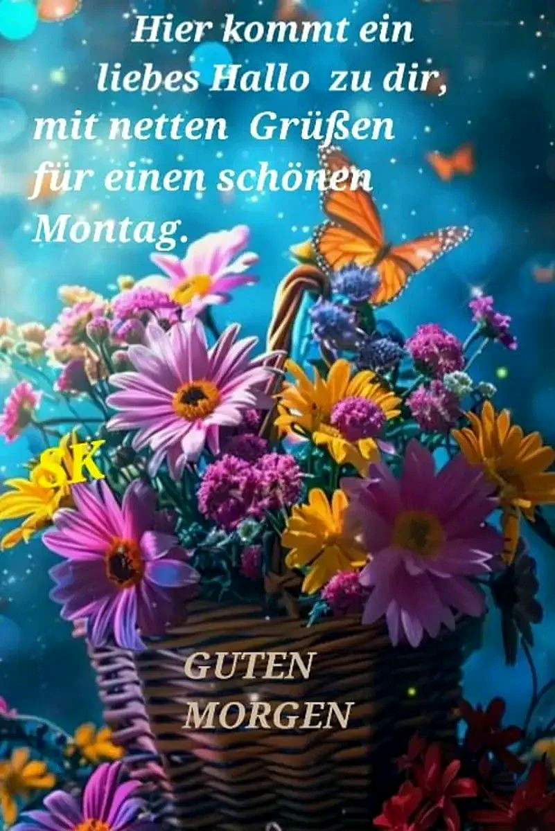Schönen Montag! Starte mit Blumen und Schmetterlingen energiegeladen in die neue Woche