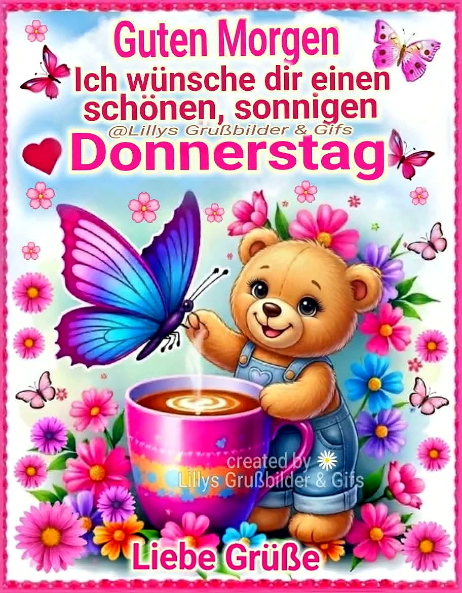 Sonniger Donnerstagswunsch - Ein Teddybär mit Frühstück