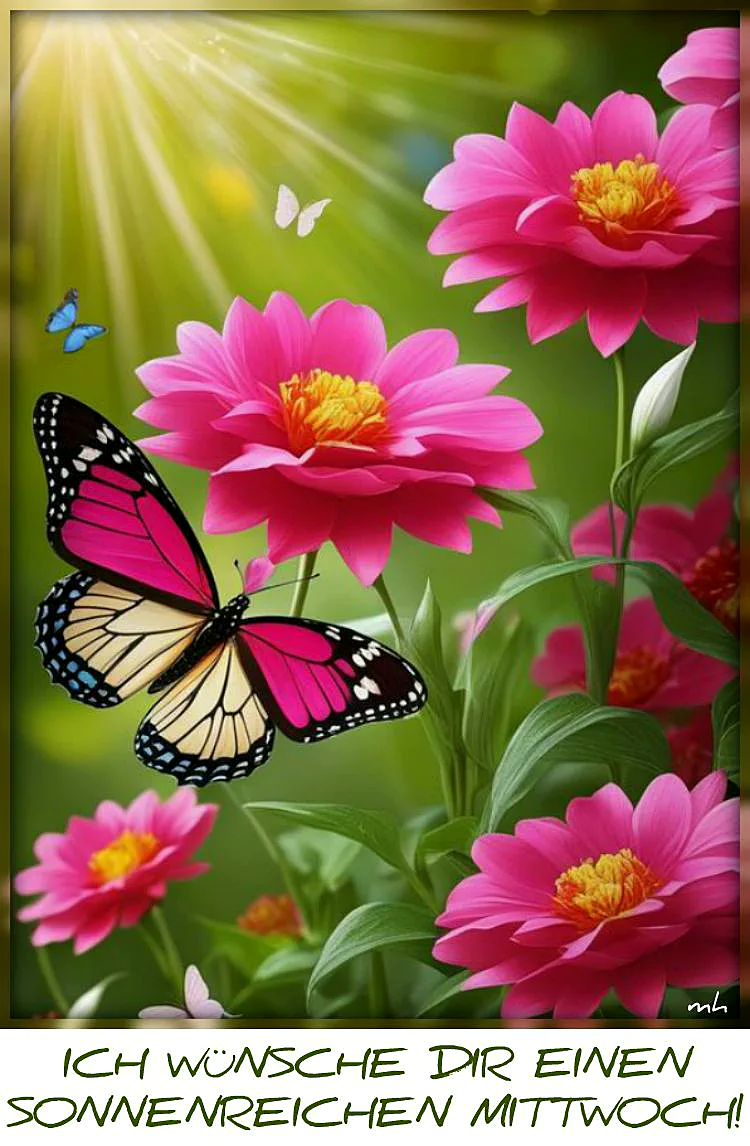 Sonniger Mittwochs-Traum: Zarte Blüten und ein Schmetterling für die Wochenmitte