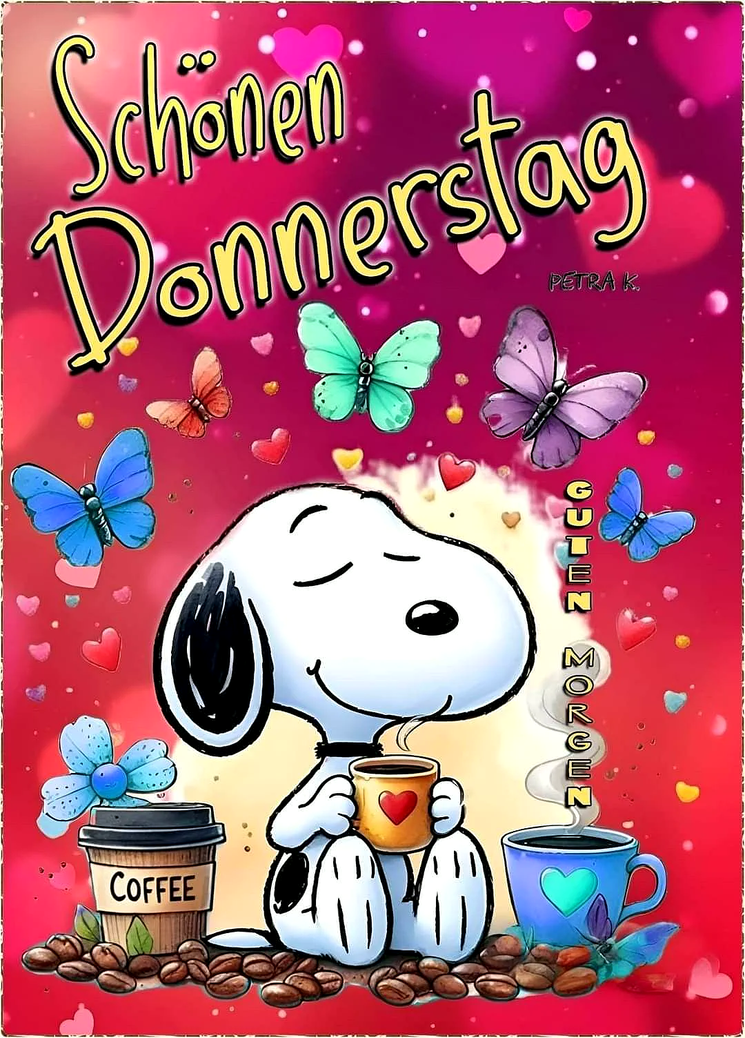 Süßer Gruß zum Donnerstag: Snoopy genießt seinen Kaffee