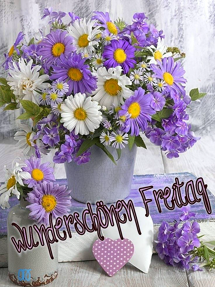 Wunderschönen Freitag - Feierabendgrüße mit Blumen