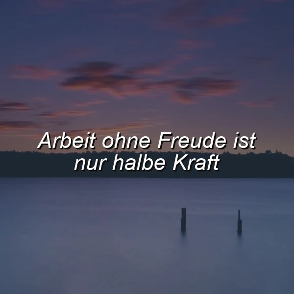 Arbeit ohne Freude ist nur halbe Kraft - Weisheit für jeden Tag