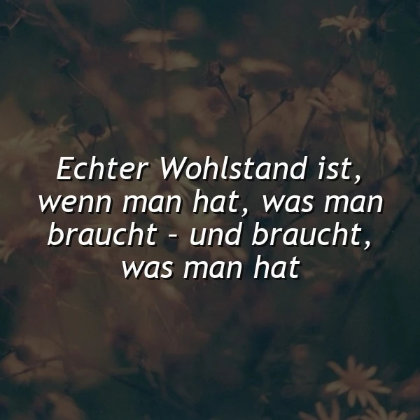 Echter Wohlstand - Wenn Weniger Mehr ist