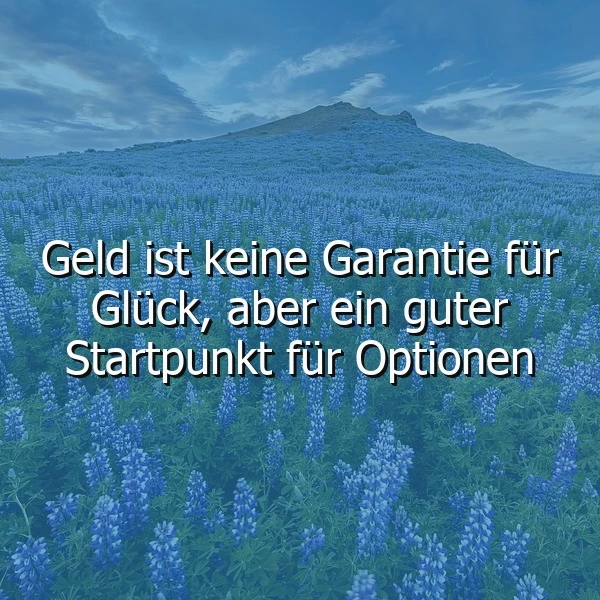 Geld bringt kein Glück, aber es macht das Leben zum Wunschkonzert! Ein Hoch auf Optionen.