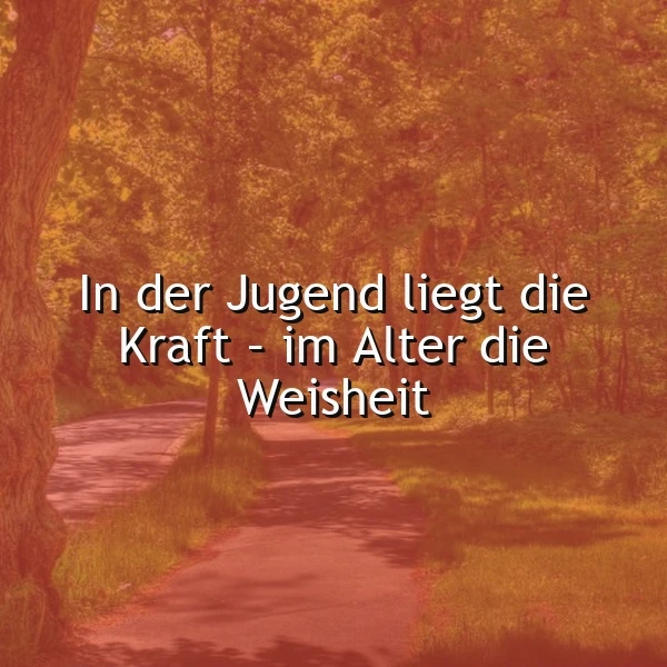 In der Jugend die Kraft, im Alter die Weisheit: Dein Wegweiser