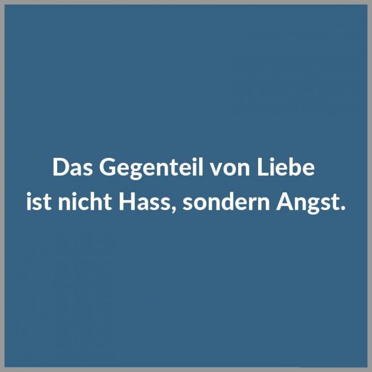 Das gegenteil von liebe ist nicht hass sondern angst