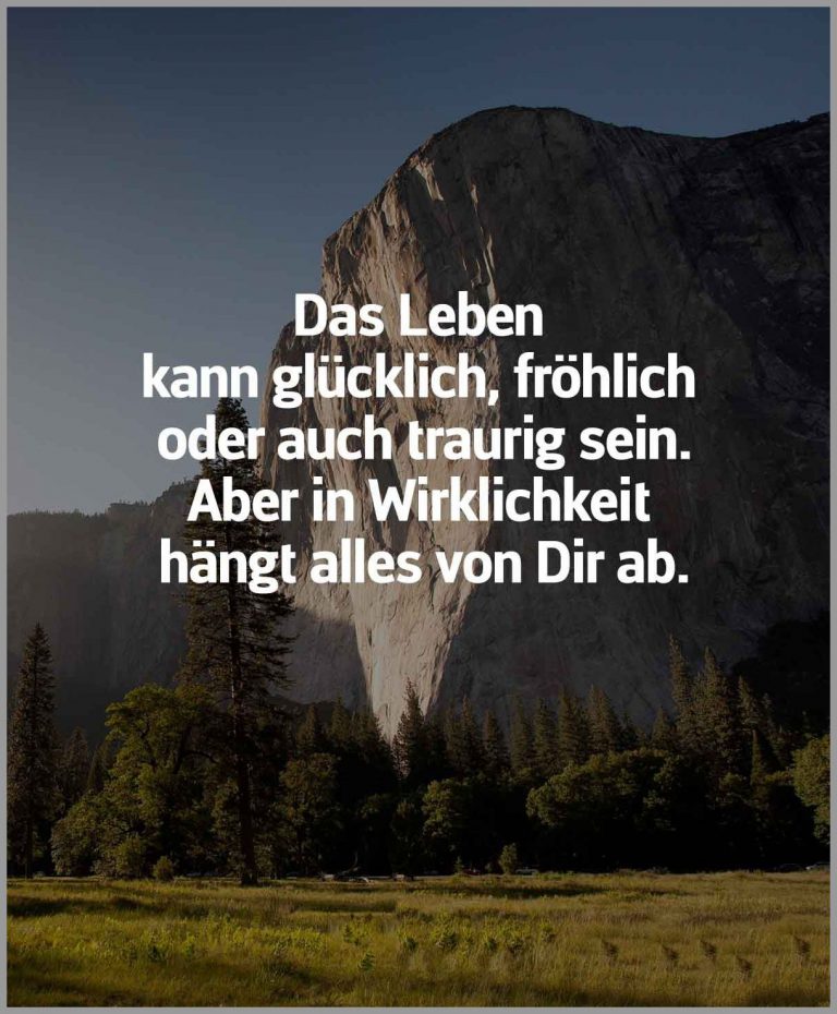Das leben kann gluecklich froehlich oder auch traurig sein aber in wirklichkeit haengt alles von dir ab