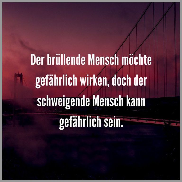 Der bruellende mensch moechte gefaehrlich wirken doch der schweigende mensch kann gefaehrlich sein