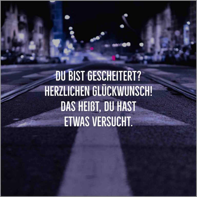Du bist gescheitert herzlichen glueckwunsch das heisst du hast etwas versucht