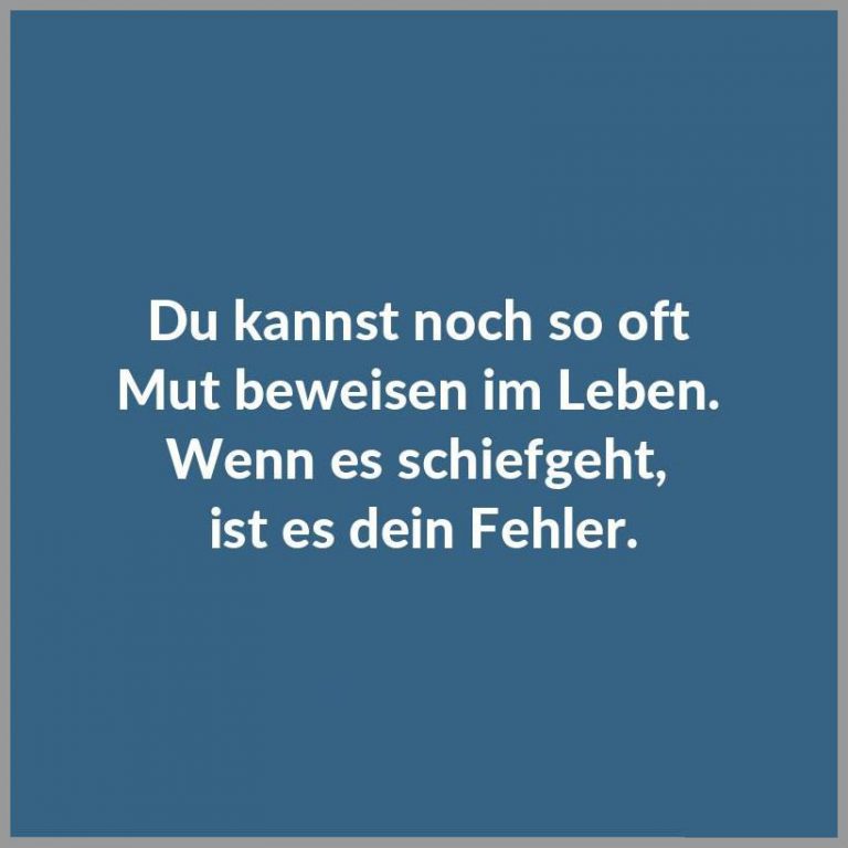 Du kannst noch so oft mut beweisen im leben wenn es schiefgeht ist es dein fehler