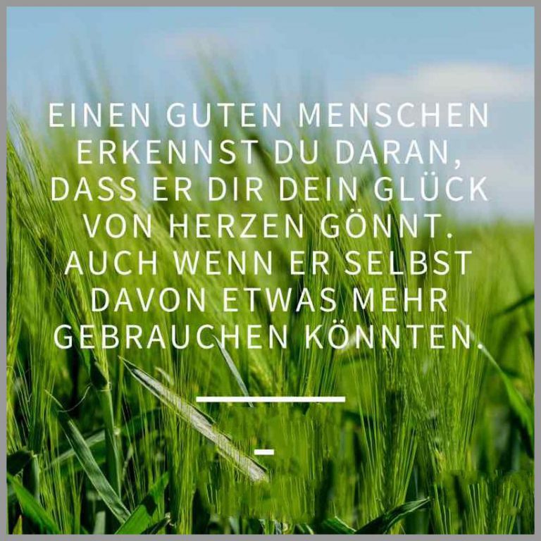Einen guten menschen erkennst du daran dass er dir dein glueck von herzen goennt auch wenn er selbst davon etwas mehr gebrauchen koennten
