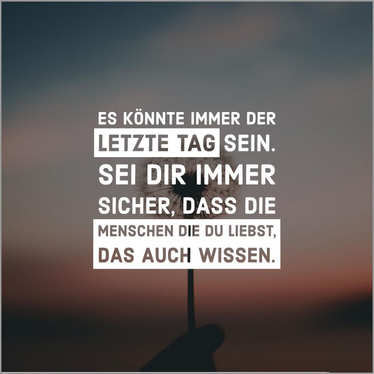 Es koennte immer der letzte tag sein sei dir immer sicher dass die menschen die du liebst das auch wissen