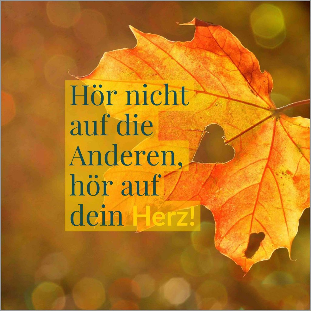 Hoer nicht auf die anderen hoer auf dein herz Bilder und Sprüche