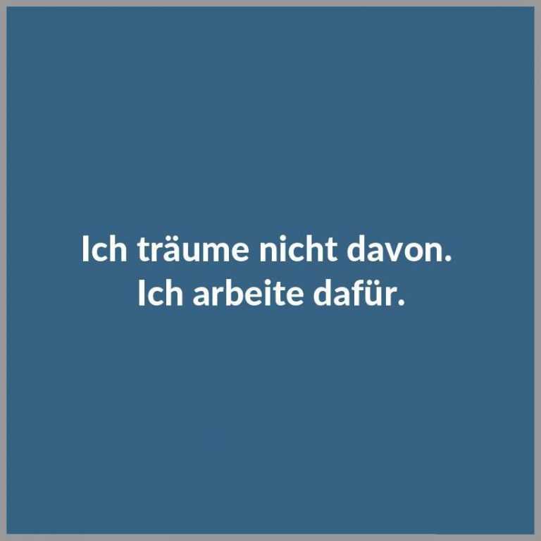 Ich traeume nicht davon ich arbeite dafuer