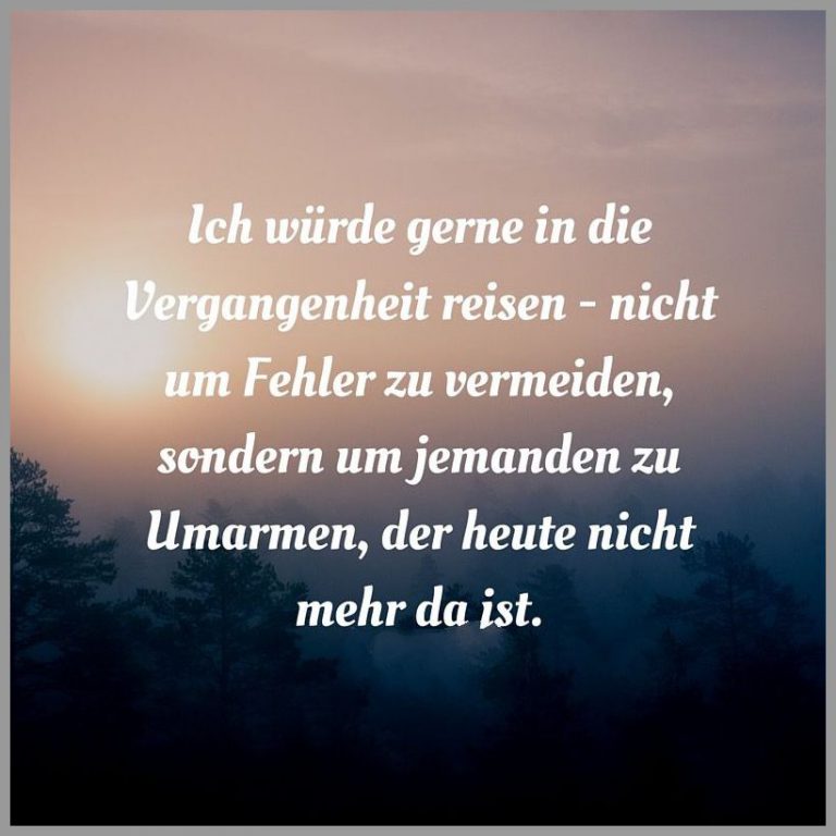 Ich wuerde gerne in die vergangenheit reisen nicht um fehler zu vermeiden sondern um jemanden zu umarmen der heute nicht mehr da ist