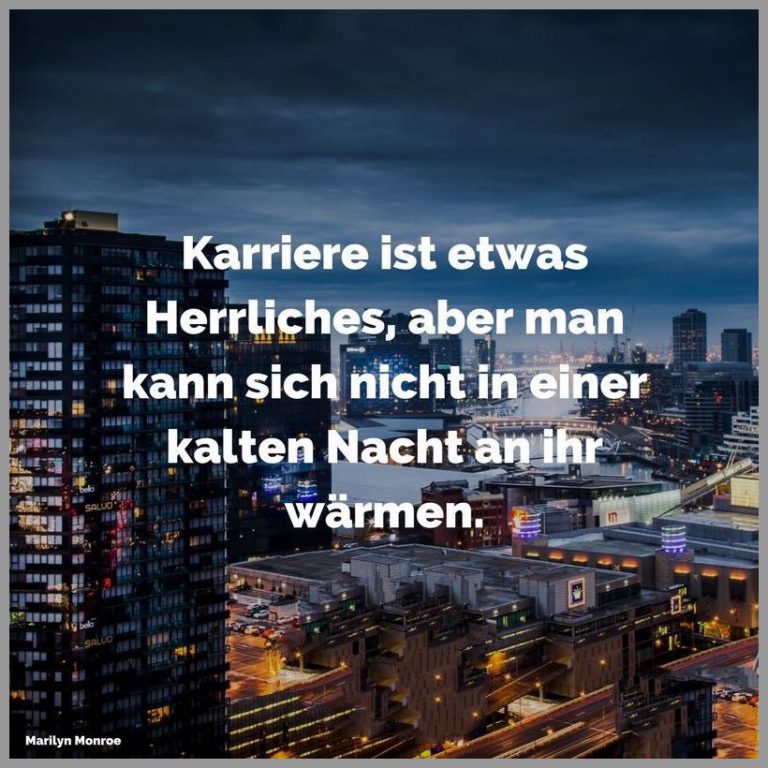 Karriere ist etwas herrliches aber man kann sich nicht in einer kalten nacht an ihr waermen