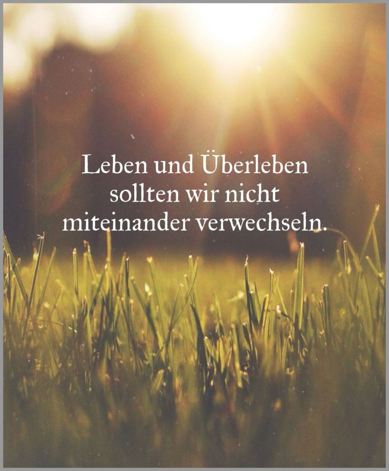 Leben und ueberleben sollten wir nicht miteinander verwechseln