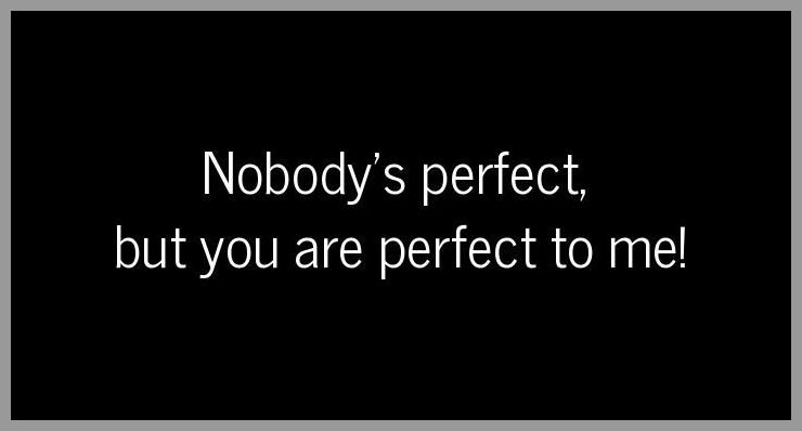 Nobody s perfect but you are perfect to me