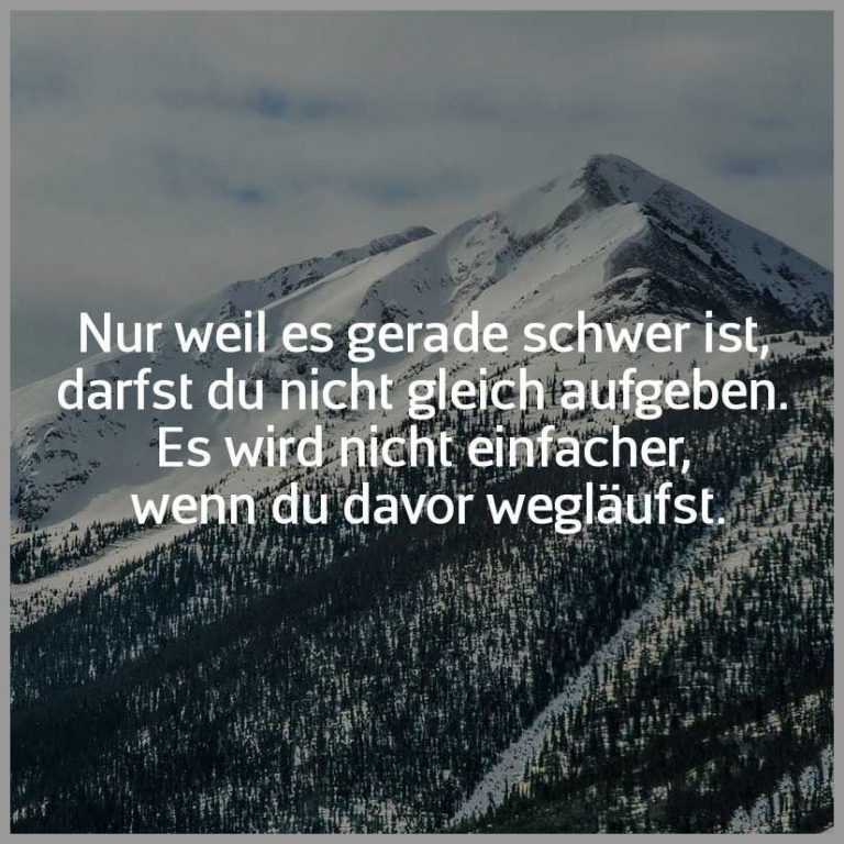 Nur weil es gerade schwer ist darfst du nicht gleich aufgeben es wird nicht einfacher wenn du davor weglaeufst