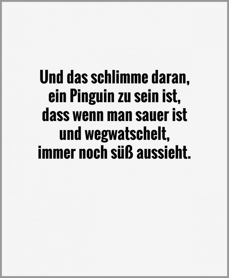 Und das schlimme daran ein pinguin zu sein ist dass wenn man sauer ist und wegwatschelt immer noch suess aussieht