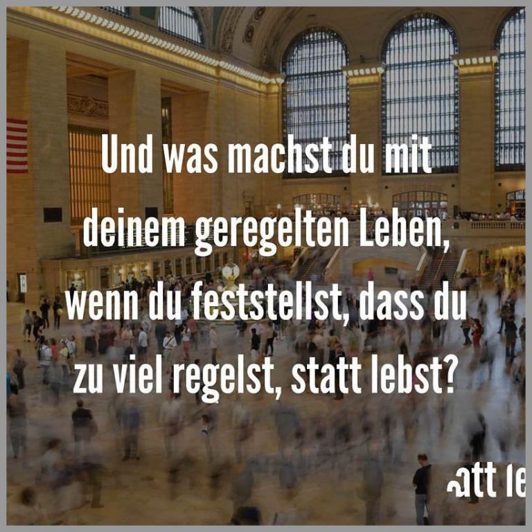 Und was machst du mit deinem geregelten leben wenn du feststellst dass du zu viel regelst statt lebst
