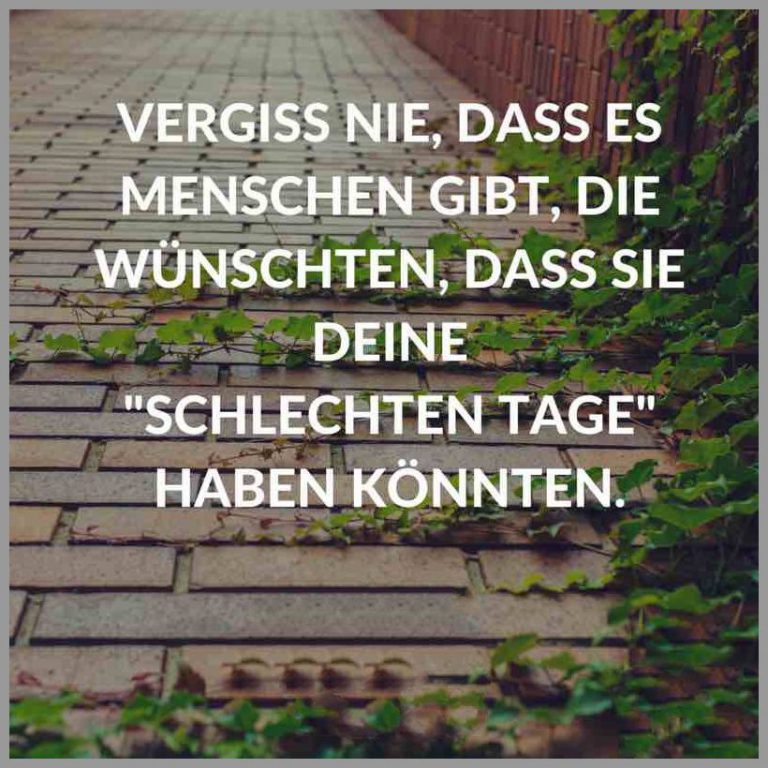 Vergiss nie dass es menschen gibt die wuenschten dass sie deine schlechten tage haben koennten
