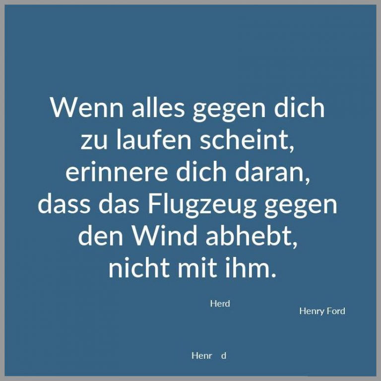 Wenn alles gegen dich zu laufen scheint erinnere dich daran dass das flugzeug gegen den wind abhebt nicht mit ihm