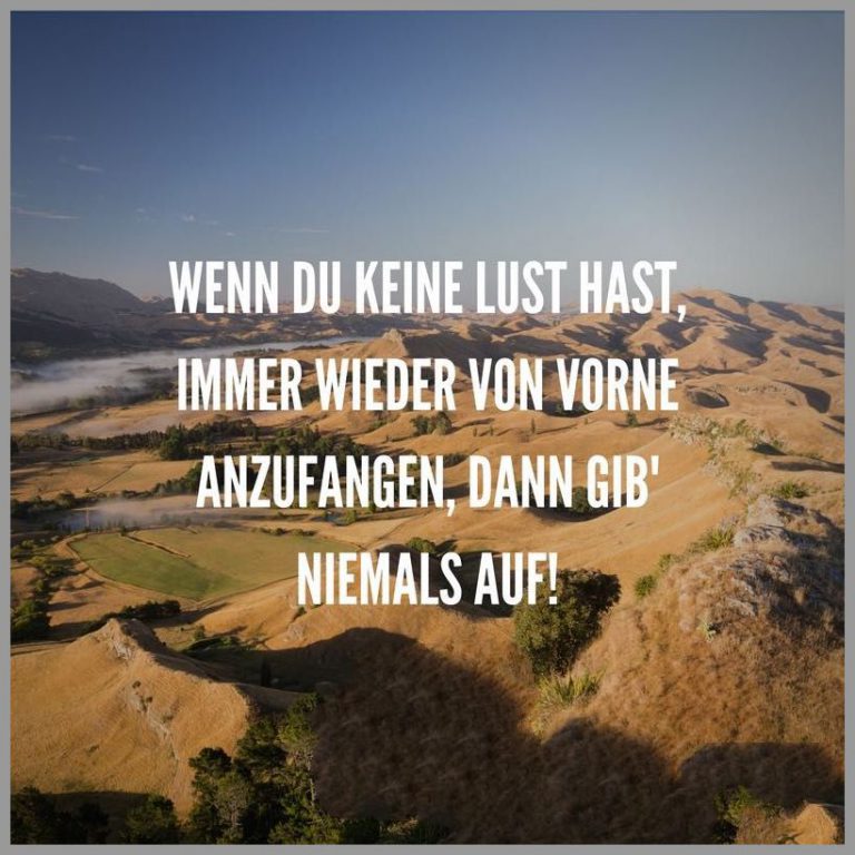 Wenn du keine lust hast immer wieder von vorne anzufangen dann gib niemals auf