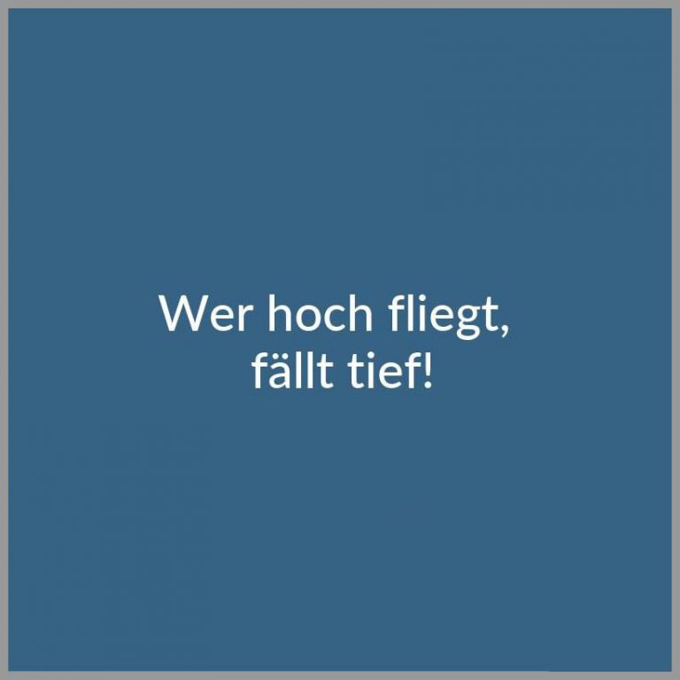 Wer hoch fliegt faellt tief