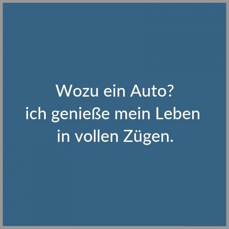 Wozu ein auto ich geniesse mein leben in vollen zuegen