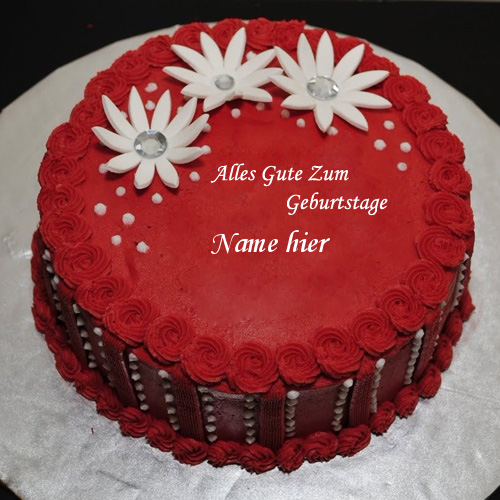 Geburtstagskuchen 30 - Roter eleganter Geburtstagskuchen mit Namen