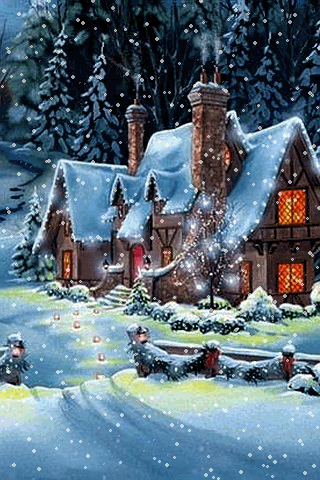 Bild von Weihnachtslandschaft Schwarz Weiß Animierte Gif