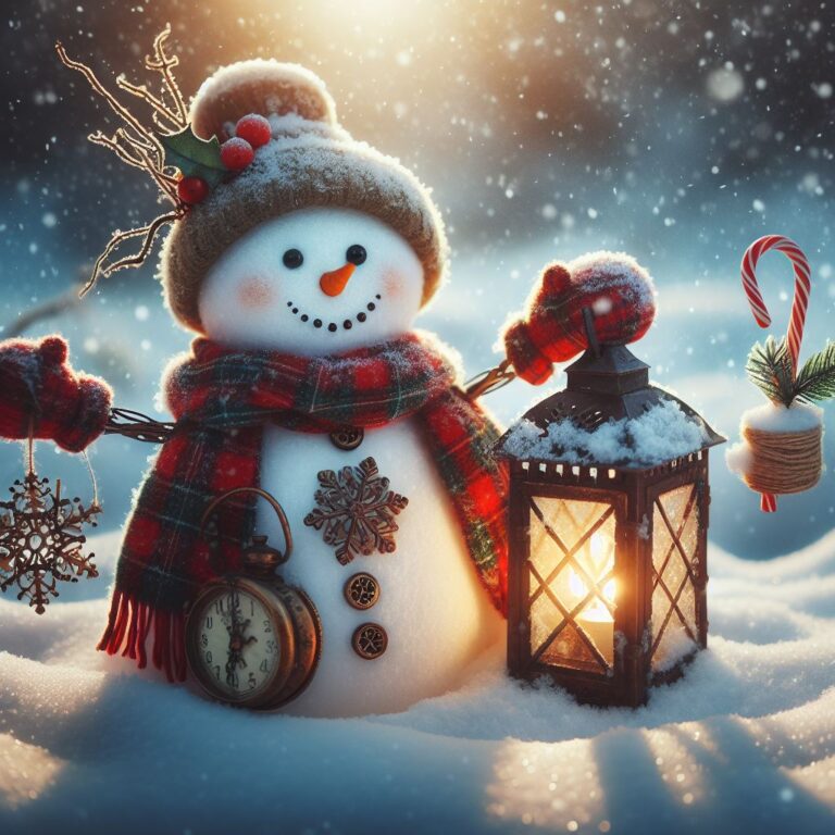 Schneemann Mit Laterne